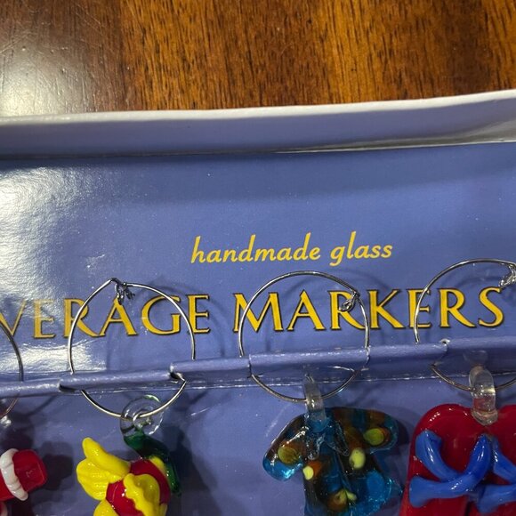 6 CARIBBEAN ISLAND CRUISE HANDMADE GLASS BEVERAGE WINE MARKERS BARWARE NAUTICAL! - Picture 6 of 6